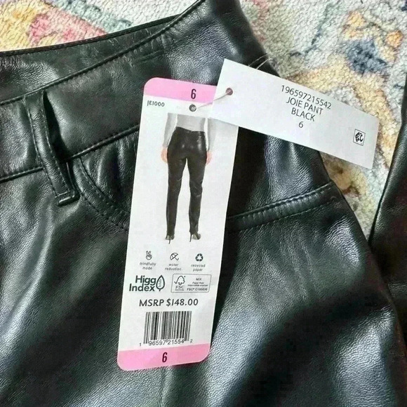 Joie Vegan Leather Pants Black Size 6 Limited Edition MSRP $148. NWT - Picture 4 of 7